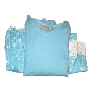 Secret Treasures Teal Blue & White Floral Pajama Set 3xl